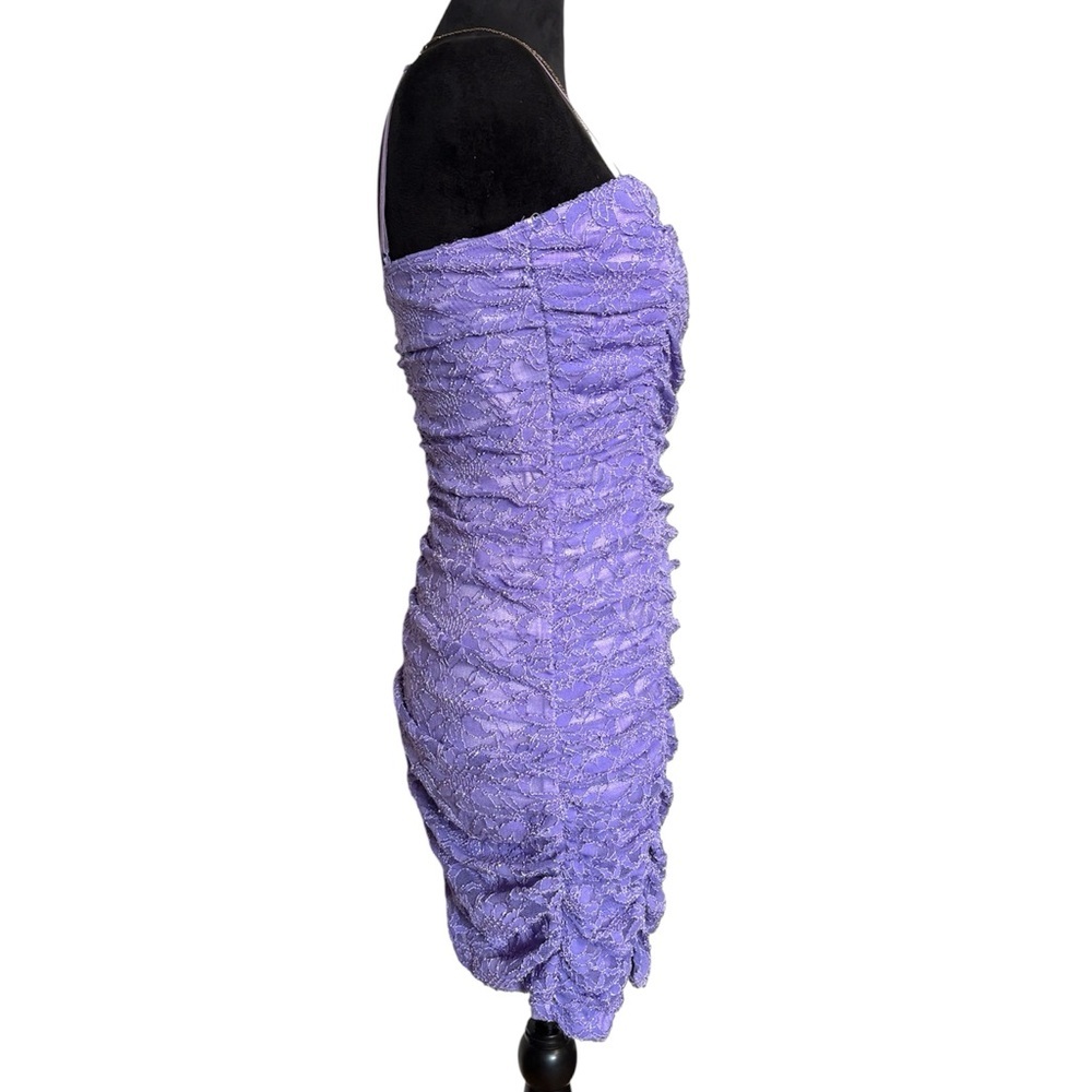NWT Honey and Rosie Medium Lavender Lace Backless Rutched Spaghetti Strap Dress - Picture 2 of 8